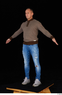 Arnost blue jeans brown sweatshirt clothing standing whole body 0010.jpg